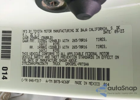 2023 Toyota Tacoma Trd Off Road from USA, damaged, VIN 3TMCZ5AN1PM635679